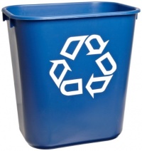 Rubbermaid Commercial FG2955-73 Plastic 3.408-Gallon Small Deskside Recycling Container with Universal Recycle Symbol, Legend We Recycle, Rectangular, Blue Rubbermaid Commercial FG2955-73 Plastic 3.408-Gallon Small Deskside Recycling Container with Universal Recycle Symbol, Legend We Recycle, Rectangular, Blue