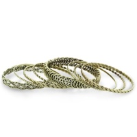 Set of Eight Twisted Wire Brass Bangle Bracelets, 7 Inches Set of Eight Twisted Wire Brass Bangle Bracelets, 7 Inches