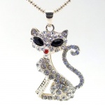 DaisyJewel Couture Glamour Puss: This Exquisite Rose Silver Feline is Covered in Swarovski Crystal Elements - Brilliant Black Crystal Eyes and Dainty Red Crystal Nose Among a Sea of Sparkling Diamond-Like Crystals on a 3D Body with Star and Circle Cutouts DaisyJewel Couture Glamour Puss: This Exquisite Rose Silver Feline is Covered in Swarovski Crystal Elements - Brilliant Black Crystal Eyes and Dainty Red Crystal Nose Among a Sea of Sparkling Diamond-Like Crystals on a 3D Body with Star and Circle Cutouts