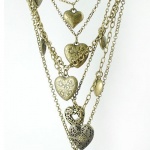 DaisyJewel Bouquet of Heart Pendants and Heart Locket Necklace: 8 Individual Pendants with One Locket Hang From Six Separate Link Chains Connected By One Lobster Clasp DaisyJewel Bouquet of Heart Pendants and Heart Locket Necklace: 8 Individual Pendants with One Locket Hang From Six Separate Link Chains Connected By One Lobster Clasp