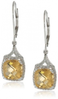 Badgley Mischka Fine Jewelry Sterling Silver White Diamonds Large Cushion Cut Citrine Earrings Badgley Mischka Fine Jewelry Sterling Silver White Diamonds Large Cushion Cut Citrine Earrings