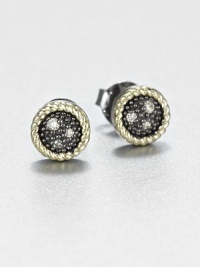 From the Pebble Collection. Blackened sterling silver and 18k gold creates a high-contrast design with glittering grey diamonds. Grey diamonds, .06 tcw18k goldBlackened sterling silverPost backImported From the Pebble Collection. Blackened sterling silver and 18k gold creates a high-contrast design with glittering grey diamonds. Grey diamonds, .06 tcw18k goldBlackened sterling silverPost backImported