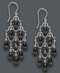 Perfect your soiree look with statement-making earrings. A delicate sterling silver setting highlights faceted, pear-shaped onyx stones (5 mm x 8 mm). Approximate drop: 2 inches. Perfect your soiree look with statement-making earrings. A delicate sterling silver setting highlights faceted, pear-shaped onyx stones (5 mm x 8 mm). Approximate drop: 2 inches.