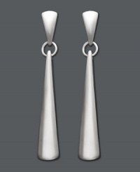 Frame your face with chic, structural style. Earrings feature a sleek teardrop design in sterling silver. Approximate drop width: 1/4 inch. Approximate drop length: 1-1/2 inches.