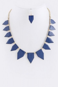 Fashion Jewelry - POINTY FLAT TRIANGLE NECKLACE SET - By Fashion Destination | Free Shipping (Blue) Fashion Jewelry - POINTY FLAT TRIANGLE NECKLACE SET - By Fashion Destination | Free Shipping (Blue)