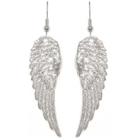 Nickel Free 1 7/8 Angel Wings Earrings In Silver Tone Nickel Free 1 7/8 Angel Wings Earrings In Silver Tone