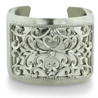 Victorian Inspired Designer Rhinestone Studded Filagree Matte Finish 2 Inch Cuff Bracelet, 7 Inches Victorian Inspired Designer Rhinestone Studded Filagree Matte Finish 2 Inch Cuff Bracelet, 7 Inches