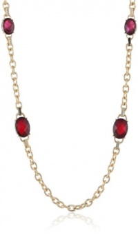 Anne Klein Estate Gold-Tone, Ruby Red and Pave Stations Strand Necklace Anne Klein Estate Gold-Tone, Ruby Red and Pave Stations Strand Necklace