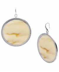 From African safari to city streets, Michael Kors' trendy disc earrings put the wild back in your style. Crafted from silver tone mixed metal with acetate horn accents. Approximate drop length: 2-1/4 inches. Approximate drop width: 2 inches. From African safari to city streets, Michael Kors' trendy disc earrings put the wild back in your style. Crafted from silver tone mixed metal with acetate horn accents. Approximate drop length: 2-1/4 inches. Approximate drop width: 2 inches.