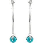 CleverEve Designer Series Missoma Sterling Silver Checkerboard Hoop Earrings in Turquoise w/ Box 50mm