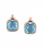 Effy Jewlery 14K Rose Gold Blue Topaz and Diamond Earrings, 4.07 TCW