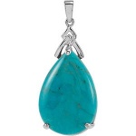 CleverEve Designer Series Sterling Silver Genuine Chinese Turquoise Pendant Neckwear Polished 25.00 x 17.00mm CleverEve Designer Series Sterling Silver Genuine Chinese Turquoise Pendant Neckwear Polished 25.00 x 17.00mm