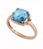 Effy Jewlery 14K Rose Gold Blue Topaz and Diamond Ring, 3.10 TCW Ring size 7