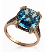 Effy Jewlery 14K Rose Gold Blue Topaz and Diamond Ring, 6.76 TCW Ring size 7
