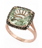 Effy Jewlery 14K Rose Gold Green Amethyst and Diamond Ring, 6.65 TCW Ring size 7