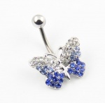 316L Stainless Steel 14G Gradient Blue Clear Gems Butterfly Bead Navel Ring Belly Bar Stud Ball Barbell Body Piercing Kit 316L Stainless Steel 14G Gradient Blue Clear Gems Butterfly Bead Navel Ring Belly Bar Stud Ball Barbell Body Piercing Kit