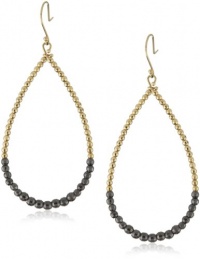 Mizuki 14k Large Tear-Drop Hoop Earrings with Gold and Silver Faceted Beads