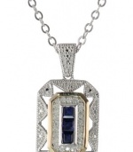 S&G Sterling Silver and 14k Yellow Gold Gemstone with Diamond-Accent Art Deco Style Necklace (0.12 cttw, I-J Color, I2-I3 Clarity), 18 S&G Sterling Silver and 14k Yellow Gold Gemstone with Diamond-Accent Art Deco Style Necklace (0.12 cttw, I-J Color, I2-I3 Clarity), 18