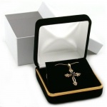 Black Velvet Necklace Pendant Gift Box With Brass Trim
