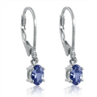 Genuine Tanzanite Lever-Back Earrings in Sterling Silver Genuine Tanzanite Lever-Back Earrings in Sterling Silver