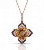 Effy Jewlery 14K Rose Gold Citrine and Diamond Pendant, 5.69 TCW