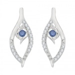 Center Blue and White Diamond Fashion Earrings in 10K White Gold (0.14 cttw)