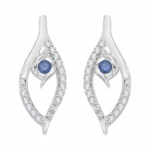 Center Blue and White Diamond Fashion Earrings in 10K White Gold (0.14 cttw)