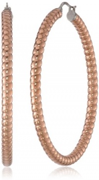 Rose Gold-Plated Stainless Steel Textured Hoop Earrings (2.38)