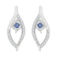 Center Blue and White Diamond Fashion Earrings in 10K White Gold (0.14 cttw) Center Blue and White Diamond Fashion Earrings in 10K White Gold (0.14 cttw)