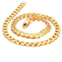 Cool Yellow 18k Gold Plated Chain Men's Necklace Kx441x Cool Yellow 18k Gold Plated Chain Men's Necklace Kx441x