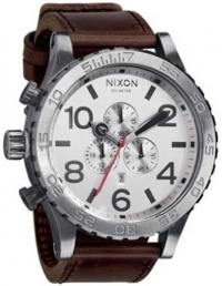 Nixon 51-30 Chrono Leather - Men's ( Silver/Brown ) Nixon 51-30 Chrono Leather - Men's ( Silver/Brown )