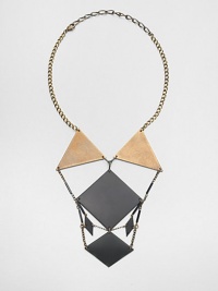 From the Facet Collection. Diamonds and triangles of vintage glass and powder-coated brass come together with weathered brass chains in a sculptural statement piece destined to get you noticed.GlassBrassLength, about 16Lobster claspMade in USA From the Facet Collection. Diamonds and triangles of vintage glass and powder-coated brass come together with weathered brass chains in a sculptural statement piece destined to get you noticed.GlassBrassLength, about 16Lobster claspMade in USA