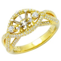 Ornate Brilliant Diamond Semi Mount Ring In 18K Yellow Gold Ornate Brilliant Diamond Semi Mount Ring In 18K Yellow Gold