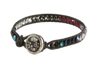 Midnight Beaded Leather Wrap Bracelet - Single Wrap (medium (7)) Midnight Beaded Leather Wrap Bracelet - Single Wrap (medium (7))