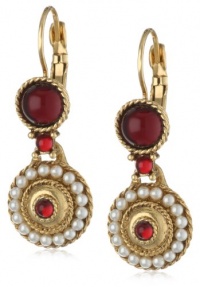 Antiquities Couture Garnet Hued and Faux Pearl Lever Back Earrings Antiquities Couture Garnet Hued and Faux Pearl Lever Back Earrings