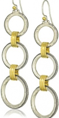 GURHAN Hoopla Long Drop Dark and White Silver with Gold Hoop Earrings GURHAN Hoopla Long Drop Dark and White Silver with Gold Hoop Earrings