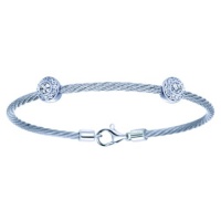 Gabriel 0.08 Carat Diamond Stainless Steel and Sterling Silver Cable Bracelet Gabriel 0.08 Carat Diamond Stainless Steel and Sterling Silver Cable Bracelet