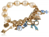 Betsey Johnson Holiday Boxed Gift Box with Blue Bow Half-Stretch Bracelet, 7.5 Betsey Johnson Holiday Boxed Gift Box with Blue Bow Half-Stretch Bracelet, 7.5