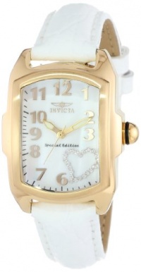 Invicta Women's 15115 Lupah 18k Gold Ion-Plated Stainless Steel and White Leather Strap Watch Invicta Women's 15115 Lupah 18k Gold Ion-Plated Stainless Steel and White Leather Strap Watch