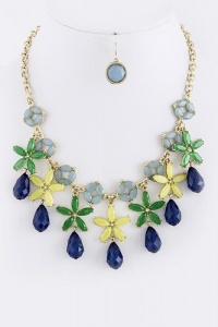 Fashion Jewelry - FLORAL JEWEL DANGLE NECKLACE SET - By Fashion Destination | Free Shipping (Green/Multi) Fashion Jewelry - FLORAL JEWEL DANGLE NECKLACE SET - By Fashion Destination | Free Shipping (Green/Multi)