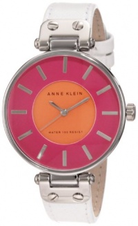 Anne Klein Women's 10/9987MAWT Leather Orange And Magenda Dial Silver-Tone White Leather Strap Watch Anne Klein Women's 10/9987MAWT Leather Orange And Magenda Dial Silver-Tone White Leather Strap Watch
