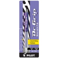 Pilot Dr. Grip Brights Retractable Ballpoint Pen, Medium Point, Purple Barrel, Black Ink, Single Pen (36157) Pilot Dr. Grip Brights Retractable Ballpoint Pen, Medium Point, Purple Barrel, Black Ink, Single Pen (36157)