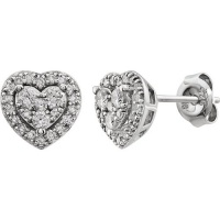 CleverEve 2013 Luxury Series 14K White Gold 0.375 ct. tw. Diamond Halo-Styled Heart Shaped Stud Earrings CleverEve 2013 Luxury Series 14K White Gold 0.375 ct. tw. Diamond Halo-Styled Heart Shaped Stud Earrings