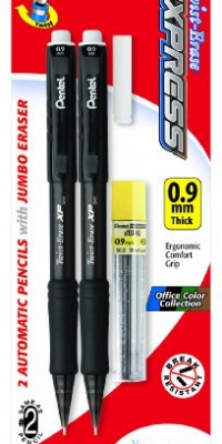 Pentel Twist-Erase EXPRESS Automatic Pencil with Lead and Eraser, 0.9mm, Black Barrels, 2 Pack (QE419LEBP2) Pentel Twist-Erase EXPRESS Automatic Pencil with Lead and Eraser, 0.9mm, Black Barrels, 2 Pack (QE419LEBP2)