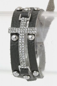 Trendy Fashion Jewelry - Real Leather Crystal Cross Wrapped Bracelet - By Fashion Destination (Grey) | Free Shipping Trendy Fashion Jewelry - Real Leather Crystal Cross Wrapped Bracelet - By Fashion Destination (Grey) | Free Shipping
