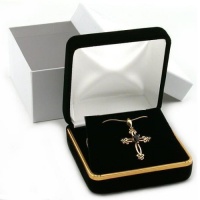 Black Velvet Necklace Pendant Gift Box With Brass Trim Black Velvet Necklace Pendant Gift Box With Brass Trim