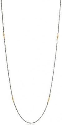 Mizuki Oxidized Silver Chain Necklace with 14k Gold Beads, 26 Mizuki Oxidized Silver Chain Necklace with 14k Gold Beads, 26