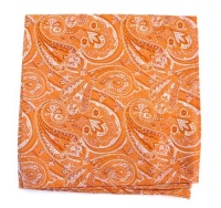 100% Silk Woven Pumpkin Orange 21st Century Paisley Pocket Square 100% Silk Woven Pumpkin Orange 21st Century Paisley Pocket Square
