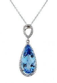Effy Jewlery 14K White Gold Blue Topaz and Diamond Pendant, 6.33 TCW Effy Jewlery 14K White Gold Blue Topaz and Diamond Pendant, 6.33 TCW