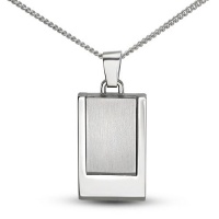 CleverEve Designer Series Mens Stainless Steel Dog Tag Pendant Brushed & Polished w/ 24 Inch Chain